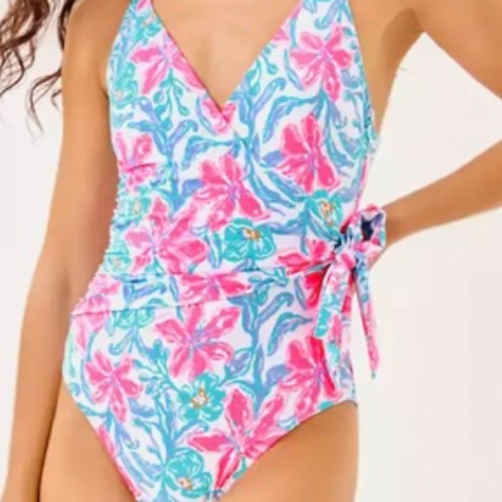 Lilly Pulitzer Pink & Aqua Floral One-Piece Swimsuit
